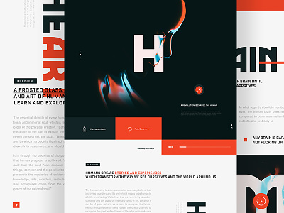 Humans editorial flat homepage landingpage logo menu render typography ui ux