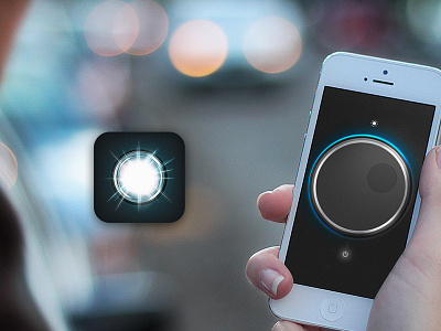 Dimmer Flashlight App Coming Soon 5 ad app black blue gui hand icon ios ipad iphone light photoshop touch ui ux