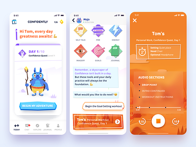 Confidently app character coaching colorful illustration
