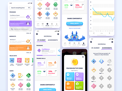Confidently app app design assets coaching colorful illustraion