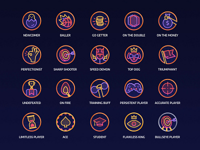 Mathy - Set of badges app badges game iconset illustraion neon
