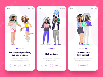 Loven app dating gamification illustration ux ui