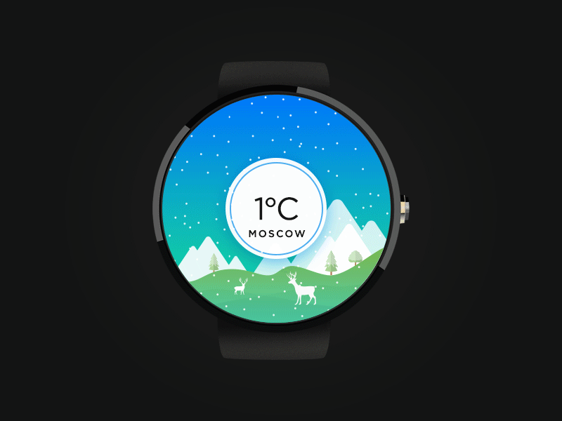 Weather App Animation cool minimal smart watch ui design weather app