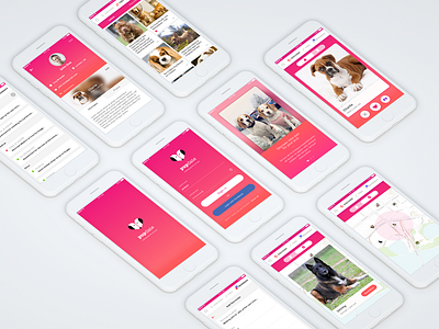 Pupdate - a dating app for your pet clean date dating app dog dog lovers love minimal super minimal ui design ux