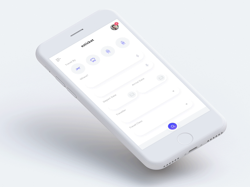 ezticket - Ticket Booking App app booking clean cool effect minimal neat travel