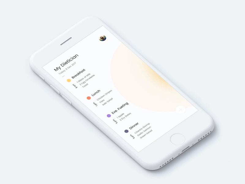 My Dietician - Inside Screens clean dietapp dietician interaction meal minimal smooth concept