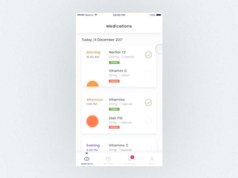 Medicine Reminder App meal dietician smooth concept interaction clean medicine reminder minimal