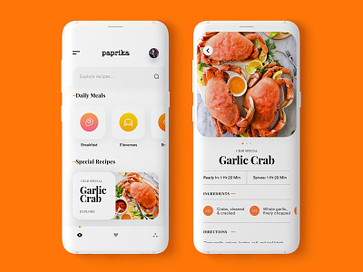 Paprika App Redesign app clean minimal minimalism recipeapp ui ui design ux