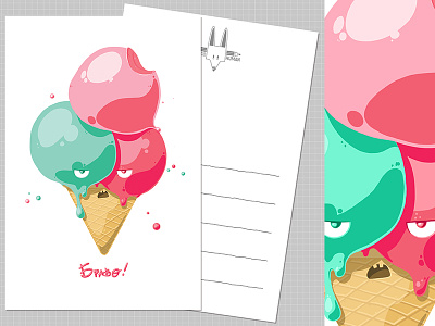 Grumpy Ice-cream greetings card card digitalart fun greetingscard grumpy icecream irony rikoandthehuman