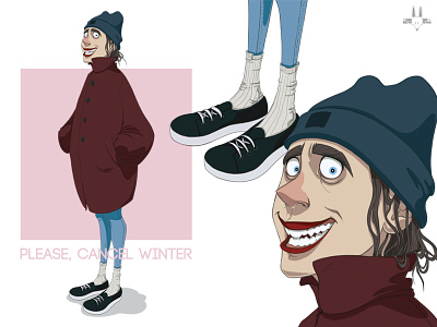 Please, cancel winter. art cold digitalart girl pink print rikoandthehuman sneakers winter