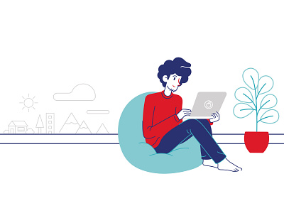 Red sweater - customer journey blue design digital drawing illustration ui vector