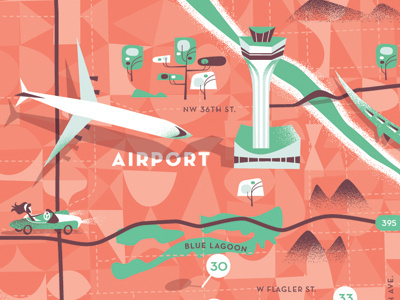 Airport/Map airplane airport beach car florida illustration map miami