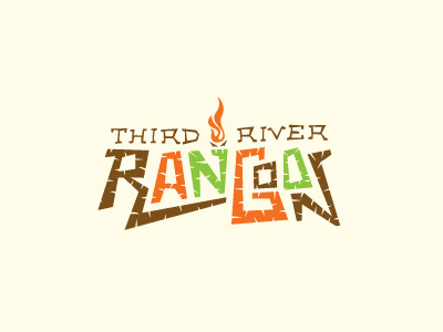 Third River Rangoon Logo custom type exotica fire green logo orange tiki type