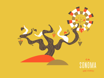 Sonoma california illustration sonoma sun wine