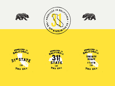 31's State bear california seals typography wine label