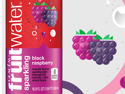 Fruitwater berries beverage bubbles fruit icon illustration packaging soda sparkling