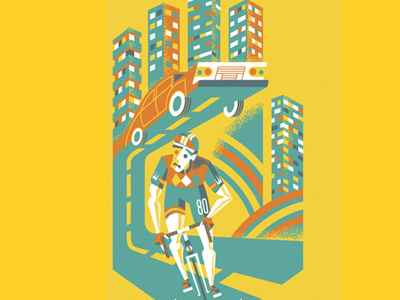 Artcrank San Francisco Poster art art crank artcrank bicycle bike car green illustration poster yellow