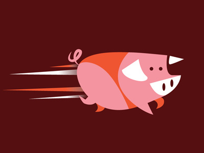 Little Pig illo illustration monotone pig running speed vector