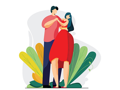 Dancing Couple characterdesign couple dancing flower graphicdesign illustraion inspiration love texture vector