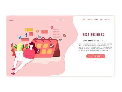 Landing Page Design For Business Planning business graphicdesign illustration landing page design social uidesign vector webdesign