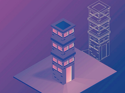 Isometric Building. adobe illustration building dark fake3d graphicdesign illustration isometric stroke theme