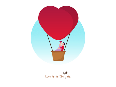 Love is in the hot air balloon design flat love minimal valentines day vector