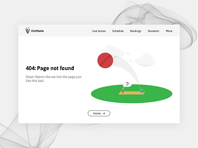 404 Page 404 error 404 page android clean cricket design flat illustration minimal sports ui ux web web design