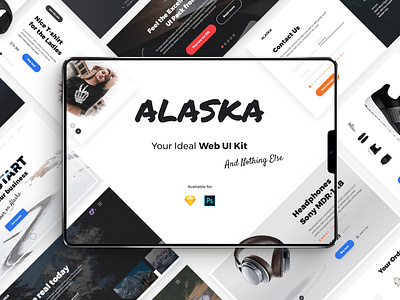 Alaska UI Kit adobe app bootstrap branding design font icon icons illustration kit logo mousecrafted photoshop resource sketch template typography ui ux vector