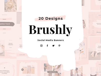 Brushly Social Media Pack branding design instagram instagram banner mousecrafted resource sketch social template typography ui ux