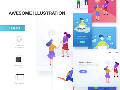 Awesome Illustrations. adobe animation app branding design icon illustration kit mousecrafted photoshop resource sketch template typography ui ux vector web website