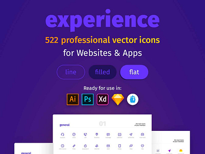 Experience Icon Set adobe adobexd animation app branding design icon icons illustration kit mousecrafted photoshop resource sketch template ui ux vector web website