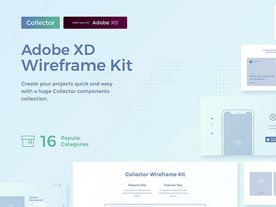 Collector Wireframe Web Kit adobe adobe xd app branding design flat icons kit mousecrafted resource template ui ux web