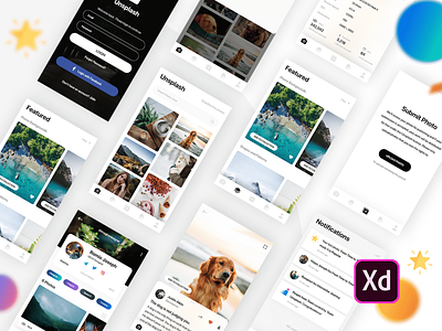 Unsplash App for Android-iOS (UI template) adobe adobe xd android app branding design mousecrafted resource template typography ui unsplash ux