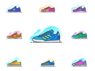 Shoes Illustrations adobe app branding design font icon illustration logo mousecrafted nike nike air photoshop resource shoes sketch template typography ui ux vector