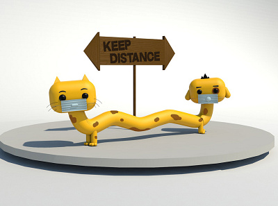 Quarantine CatDog 3d 3d art c4d cat catdog cinema4d design dog quarantine ypixo