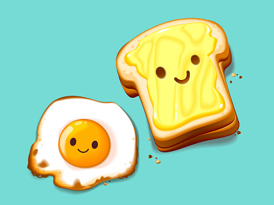Breakfast Dudes! bread breakfast cartoon character food fried egg vector