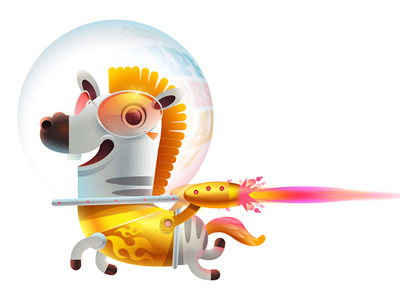 Space horse cartoon character design horse space suit vector