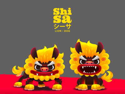 Shisa : The lion Dog cartoon character creature culture design dog japanese lion vector