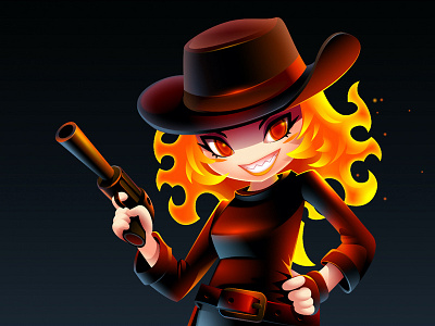 Fire Alice~ cartoon character design fire gun vector