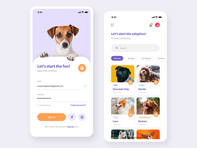 DogFinder Mobile App app app design application branding clean color colorful design dog firstshot flat food illustration ios sketch ui ux vector