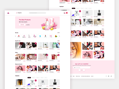 eCommerce website design beauty branding clean colorful design flat illustration logo makeup pink shop shopping ui ux web web design webdesign website wordpress