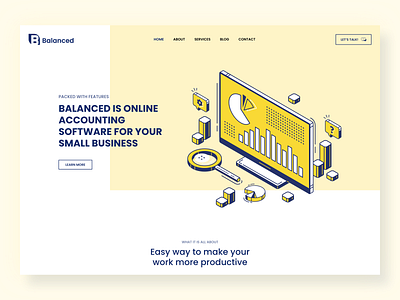 Balanced Website Design accountant clean colorful design flat illustration logo startup ui ux web yellow