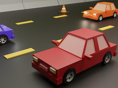 Cars Road 🚗 3d blender blender3d branding car cars clean graphic design illustration render road ui vector