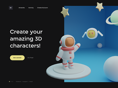 3D Character 🎁 Creator Website 3d blender blender3d branding character clean design flat illustration isometric logo shop ui ux vector web web design