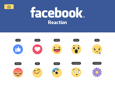 Freebie New Facebook like button Empathetic Emoji Reactions ai clean download emoji facebook free freeai freebie freebies reaction ui web