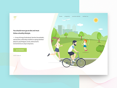 Lifestyle Website clean colorful corporate design flat illustration responsive sketch startup ui ux web