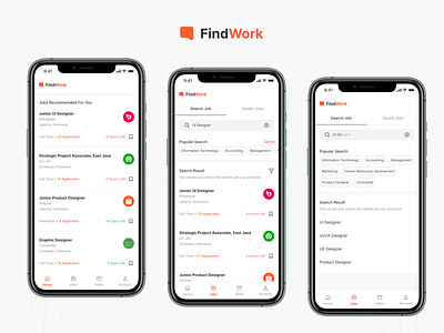 FindWork - Finding Job App find job hiring hiring platform home job job application job board jobs jobsearch mobile mobile ui mobile uiux ui ui ux uidesign uiux work