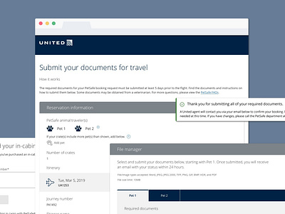 United Airlines's Animal Travel Portal design flow ui ux