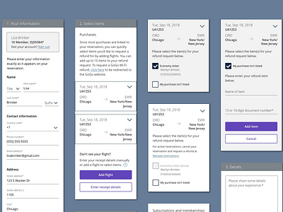 United's mobile Refunds experience design information architecture ui ux