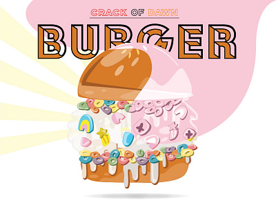 Crack Of Dawn Burger burger colors concept dailydesign design foodillustration illustration typography